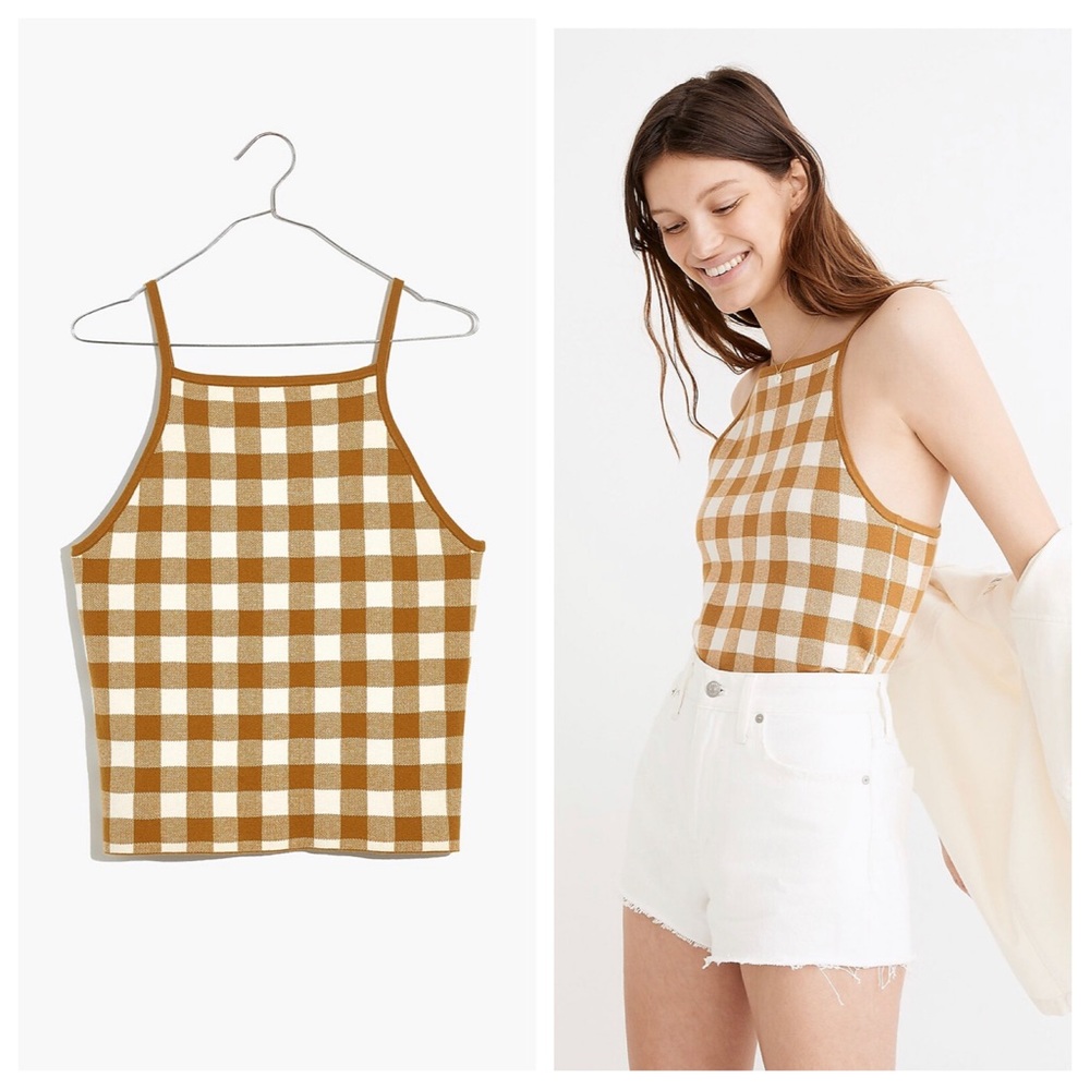 NWT Madewell Gingham Apron Sweater Tank PSL - Picture 1 of 6